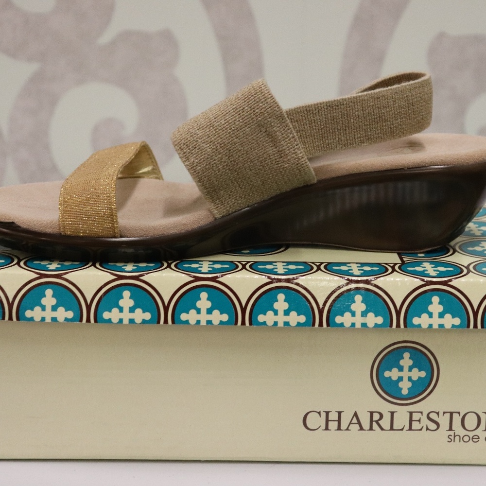 Charleston Shoe Co. Regatta Sandal Linen Gold NWT